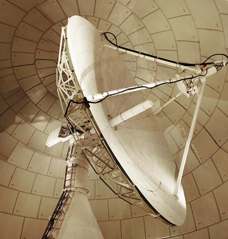 Landsat antenna inside the protective radome