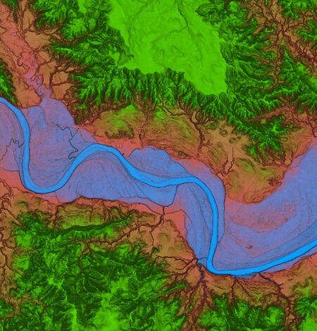 Theodore Roosevelt National Park 3DEP Lidar derived DEM Blue Green
