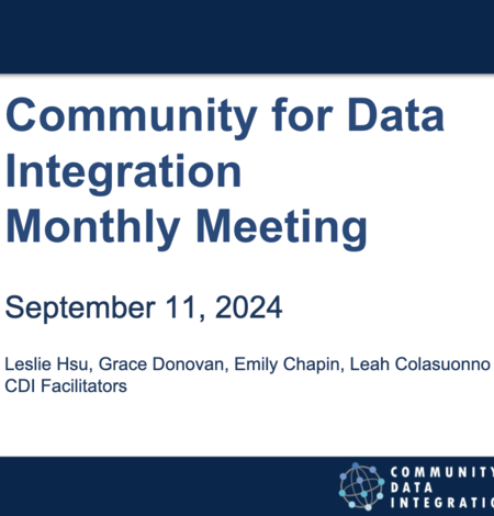 cdi monthly meeting title slide with blue text