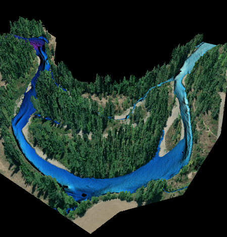 Digital elevation model of the Santiam River in the Willamette Valley southeast of Salem, Oregon.