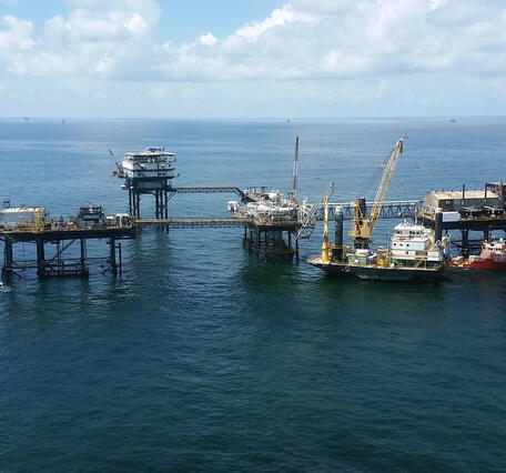 Oil platform in the water