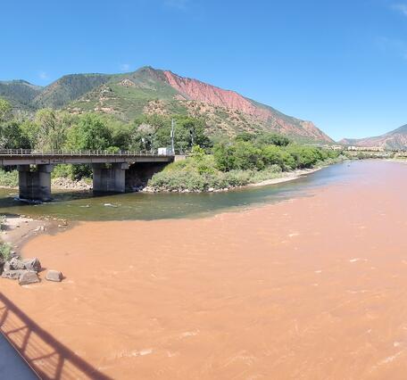 Image of contrasting conditions on the Colorado and Roaring Fork Rivers