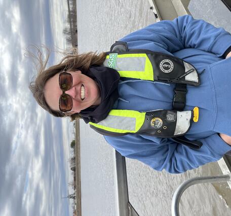 Shannon on the Mississippi River at Clinton, Iowa.