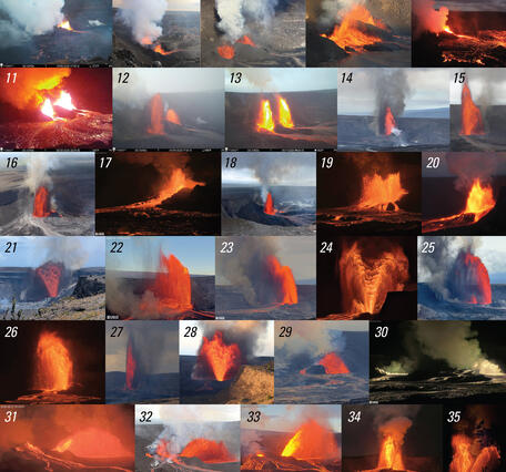 Color graphic showing episodes of volcanic eruption over time