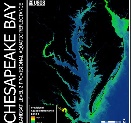 Landsat Level-2 mosaic of Band 4 Provisional Aquatic Reflectance of the Chesapeake Bay