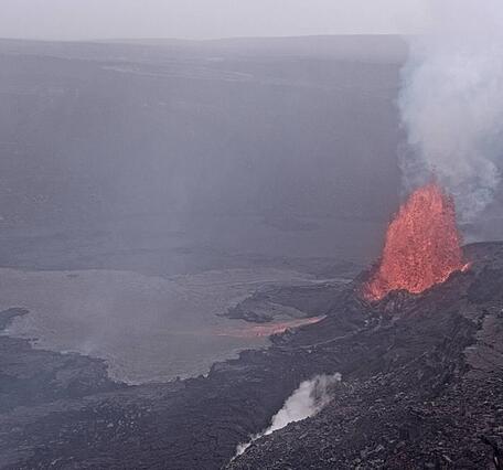 Color photograph of lava fountains