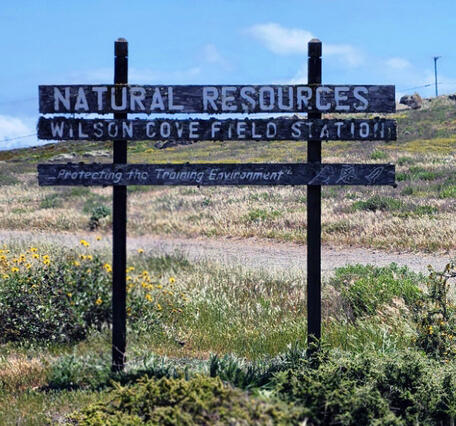 Natural resources sign at Wilson Cove Field Station on San Clemente Island