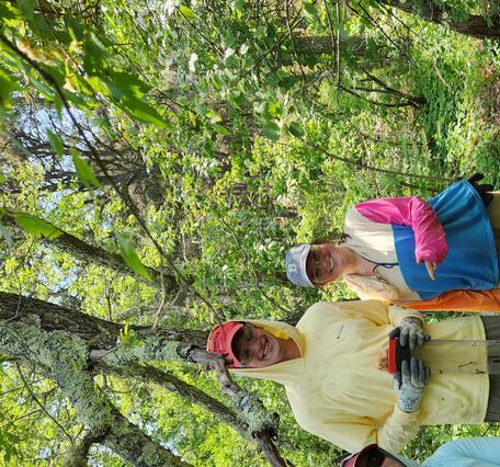 Interns working in a coastal wetland