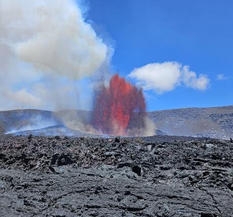 Color photograph of volcanic eruption