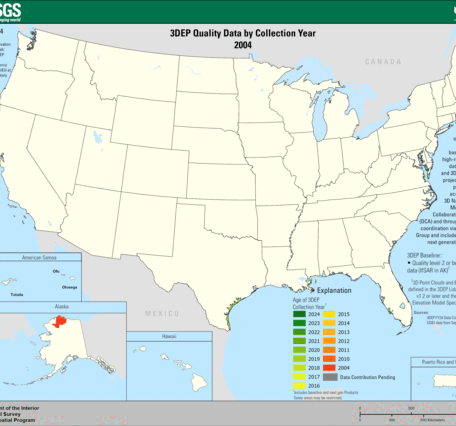 3DEP Quality Data by Collection Year Animated GIF