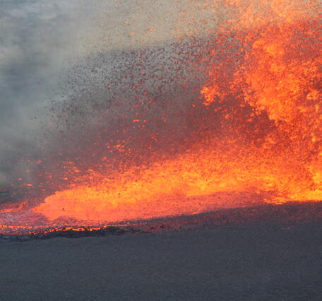 Color photograph of erupting lava 