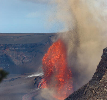 Color photograph of lava fountain