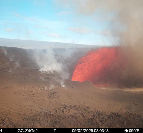 Color photograph of lava fountain