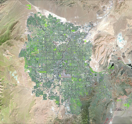 Satellite image of Las Vegas and the surrounding Landscape
