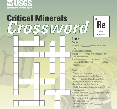 Crossword puzzle for the critical mineral rhenium.