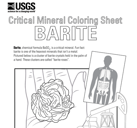 Coloring page for the critical mineral barite.