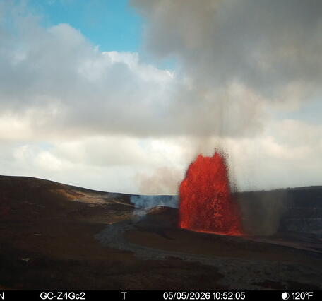 Color photograph of lava fountain