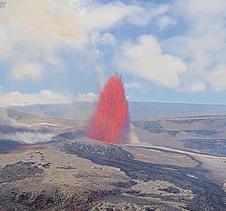 Color photograph of lava fountain