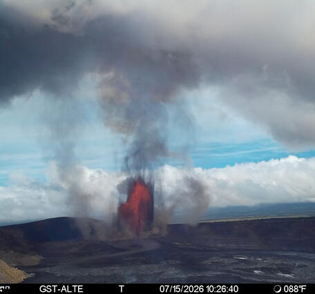Color photograph of lava fountain