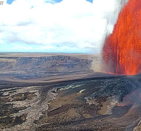 Color photograph of lava fountain