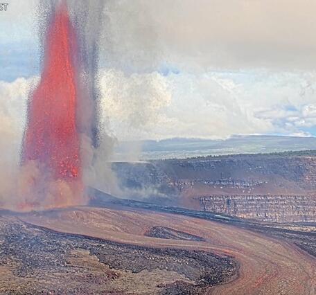 Color photograph of lava fountain