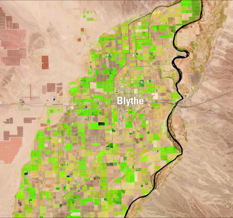 An image from space showing agricultural fields 