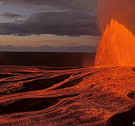 Color photograph of lava fountain
