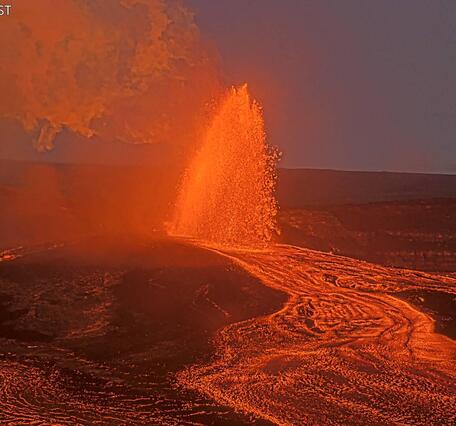 Color photograph of lava fountain