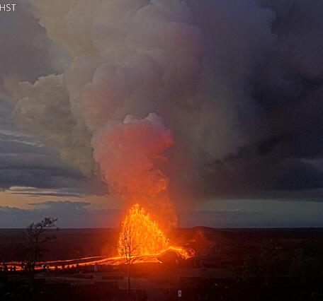 Color photograph of lava fountain