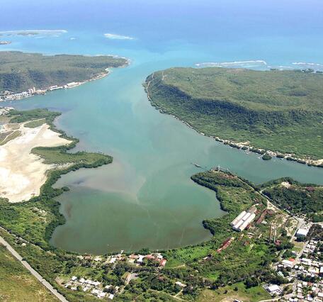 Aerial image of Bahia de Guanica in Puerto Rico