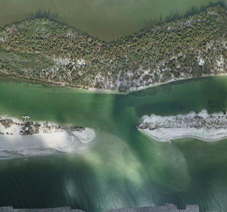 Aerial image of Milton Pass post-Hurricane Milton