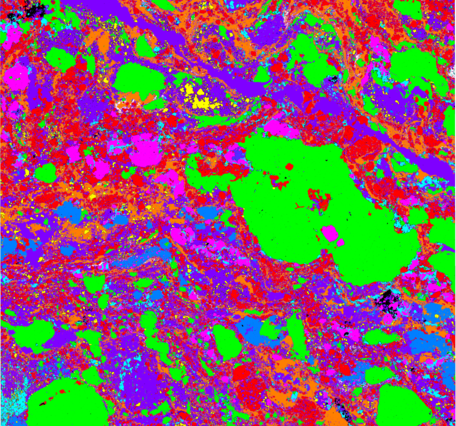 False color phase map of host breccia from Hicks Dome, Illinois