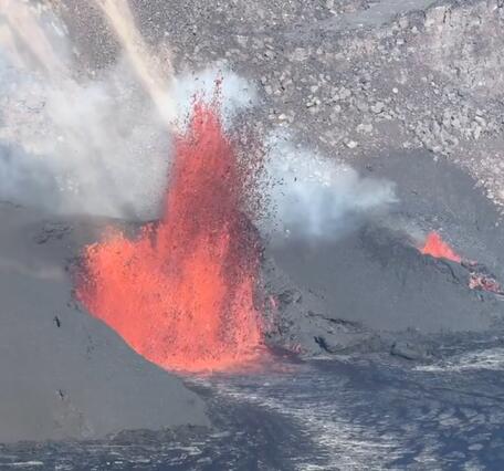 Color photograph of lava fountain