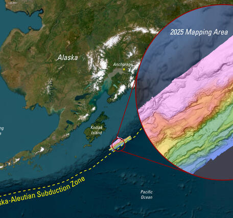 Overview map showing area offshore Kodiak Island where seafloor mapping occurred