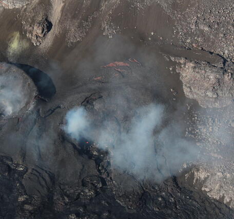 Color photograph of inactive volcanic vents
