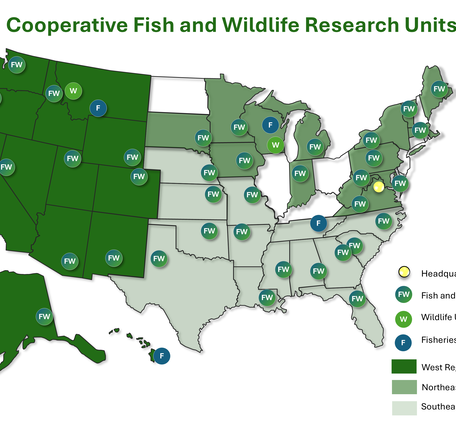 A map of Cooperative Research Unit locations.