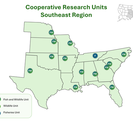 Cooperative Research Units located in the Southeast Region.