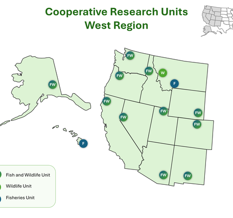A map of the Cooperative Research Units in the western region. 