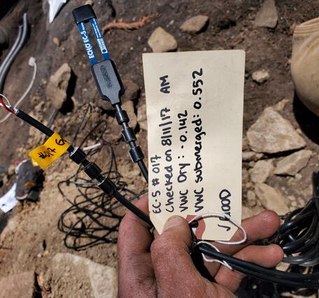 array of wires connected to a sensor and labeled with a tag