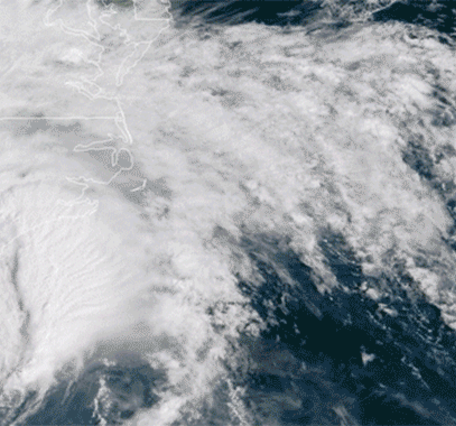 Satellite image of Hurricane Florence after making landfall in North Carolina