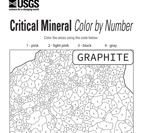 Color by number page about the critical mineral graphite