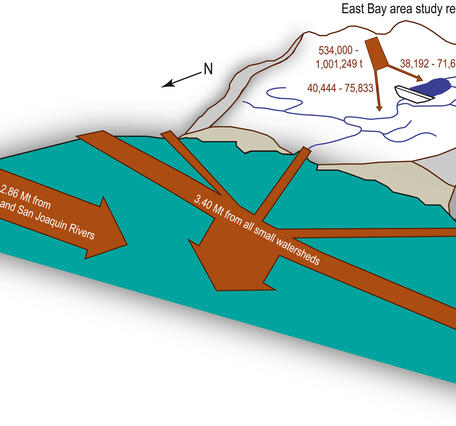 Conceptual diagram showing relative scales of sediment mass flux into San Francisco Bay during 2017 water year