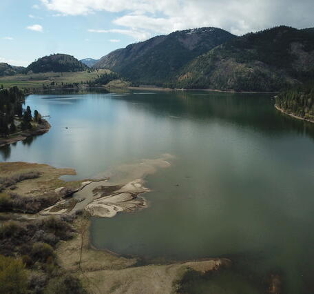 Aerial view of lake