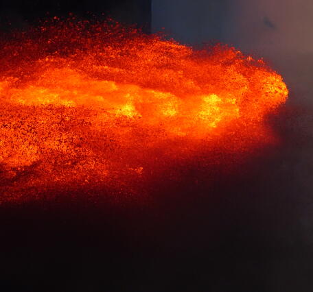 Color photograph of lava fountain