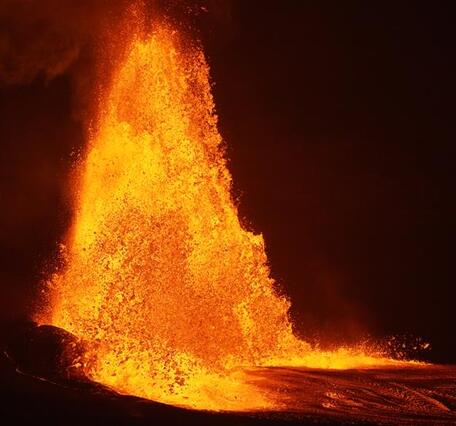 Color photograph of lava fountain