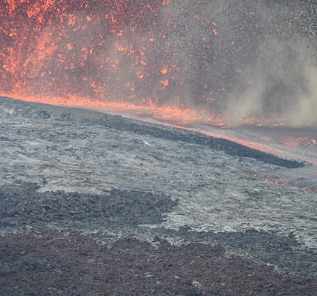Color photograph of lava fountain base 