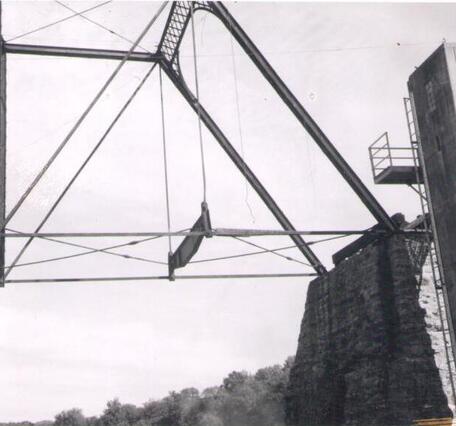 Looking at the gage tower next to the bridge structure