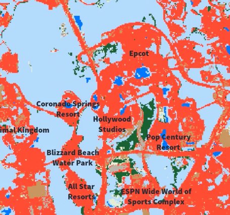 screenshot of the LCMAP land cover animation of Disney World resort area