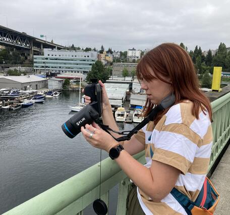Image of EAE testing the forward-looking infrared (FLIR) Camera on a bridge