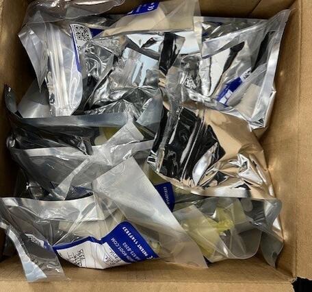 a box of sample bags